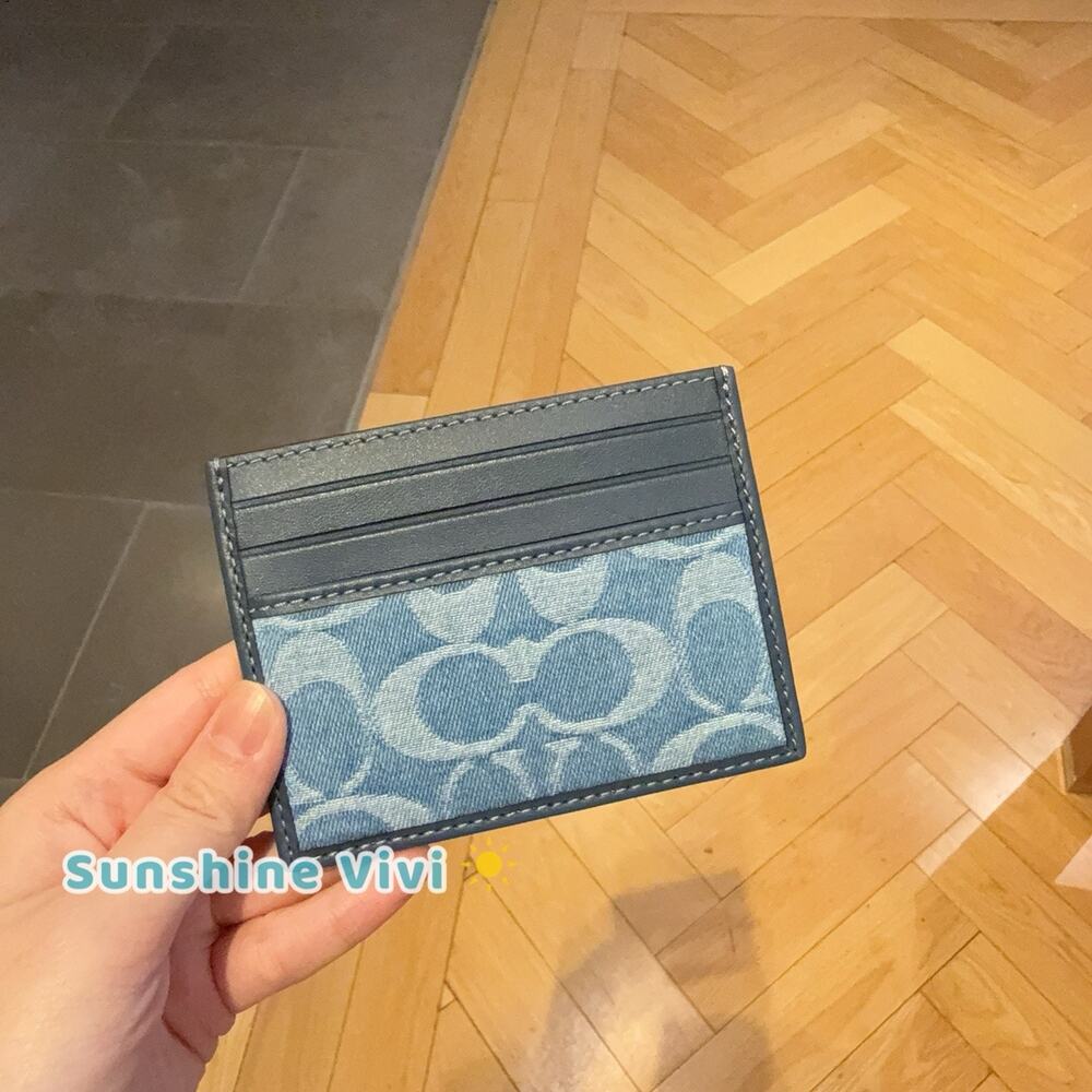 NWT Limited Coach Slim Id Card Case In Signature Denim CDF46 Denim